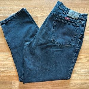 Wrangler straight leg black distressed jeans